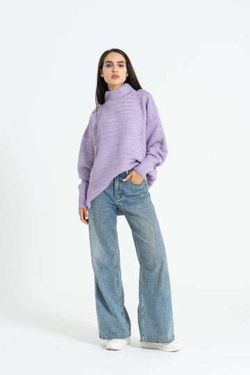 Knitted oversized pullover - Lavender