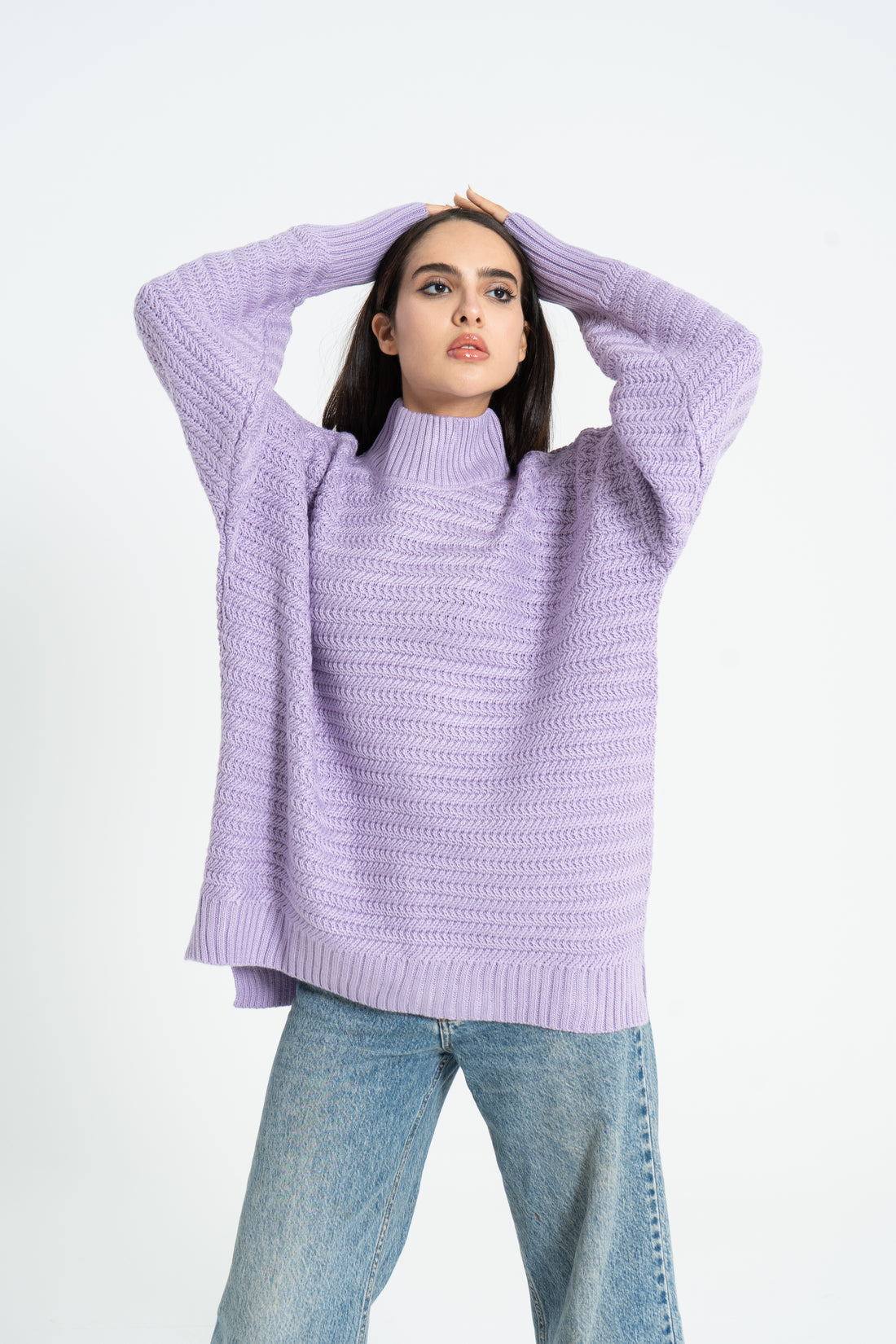 Knitted oversized pullover - Lavender