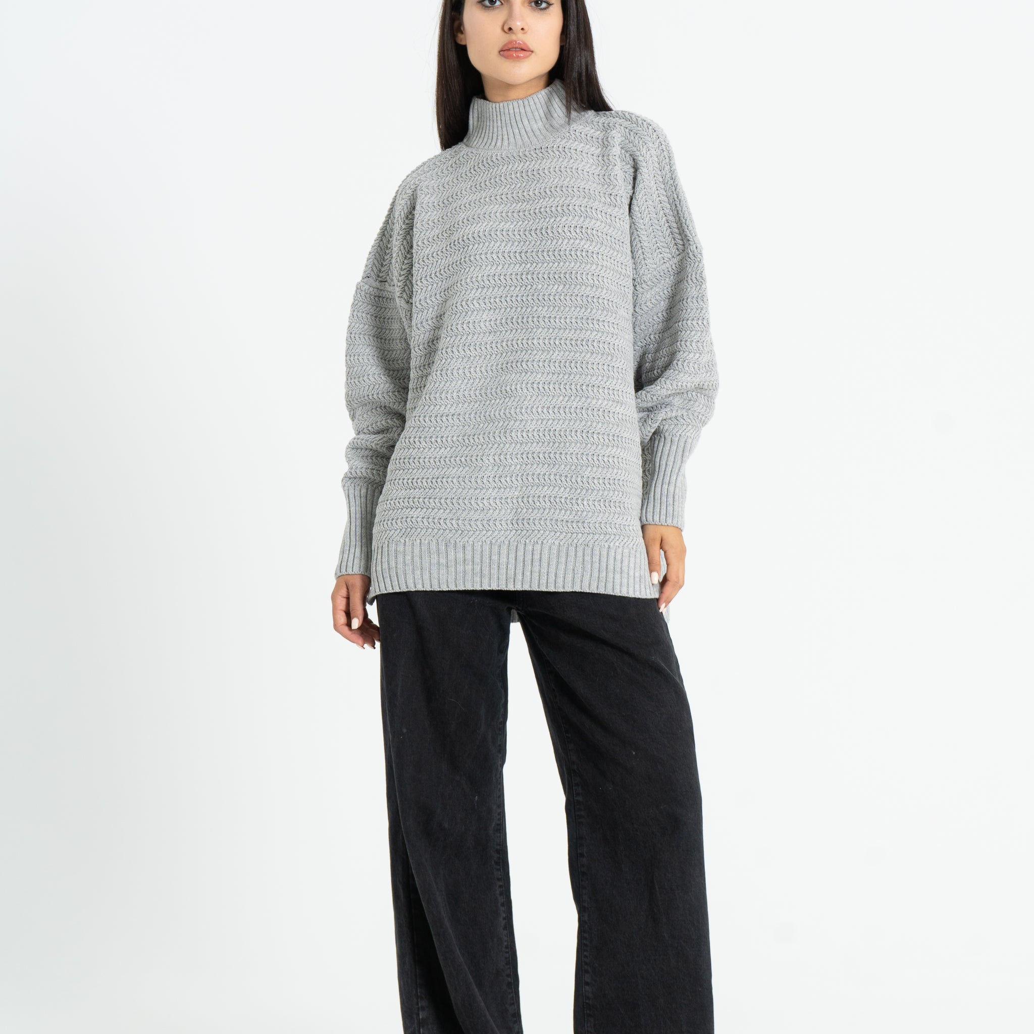 Knitted oversized pullover - Grey