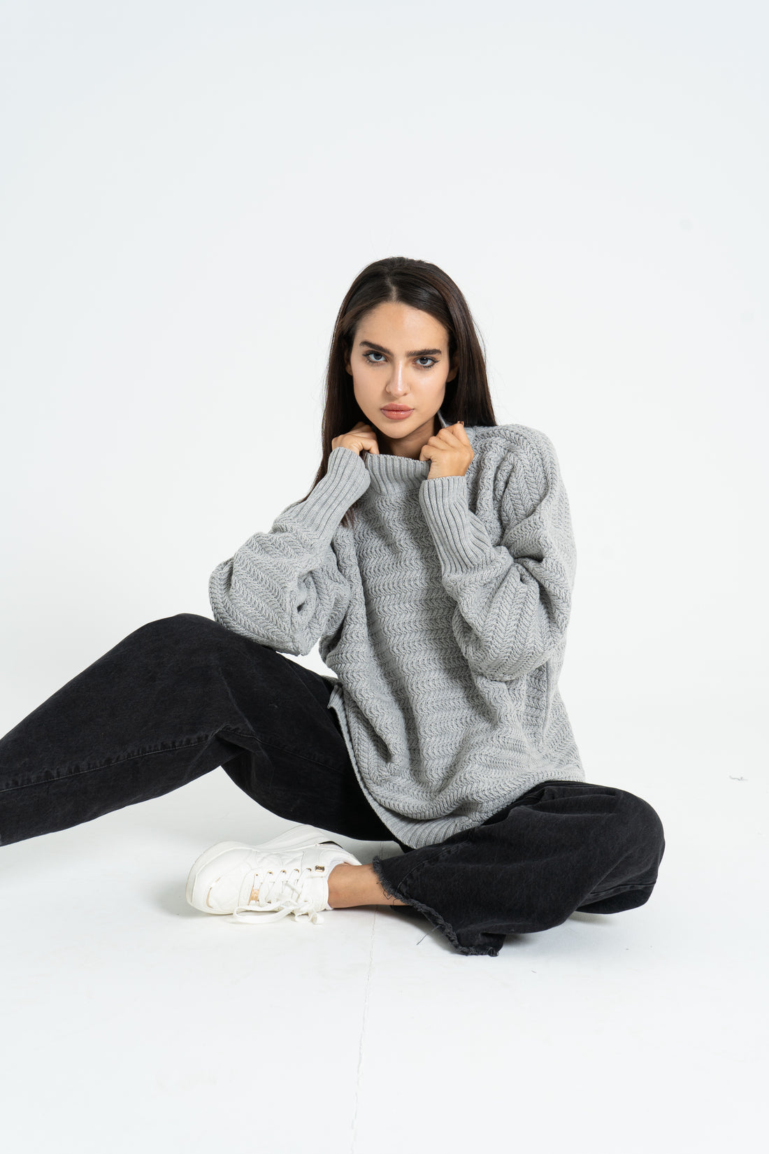 Knitted oversized pullover - Grey