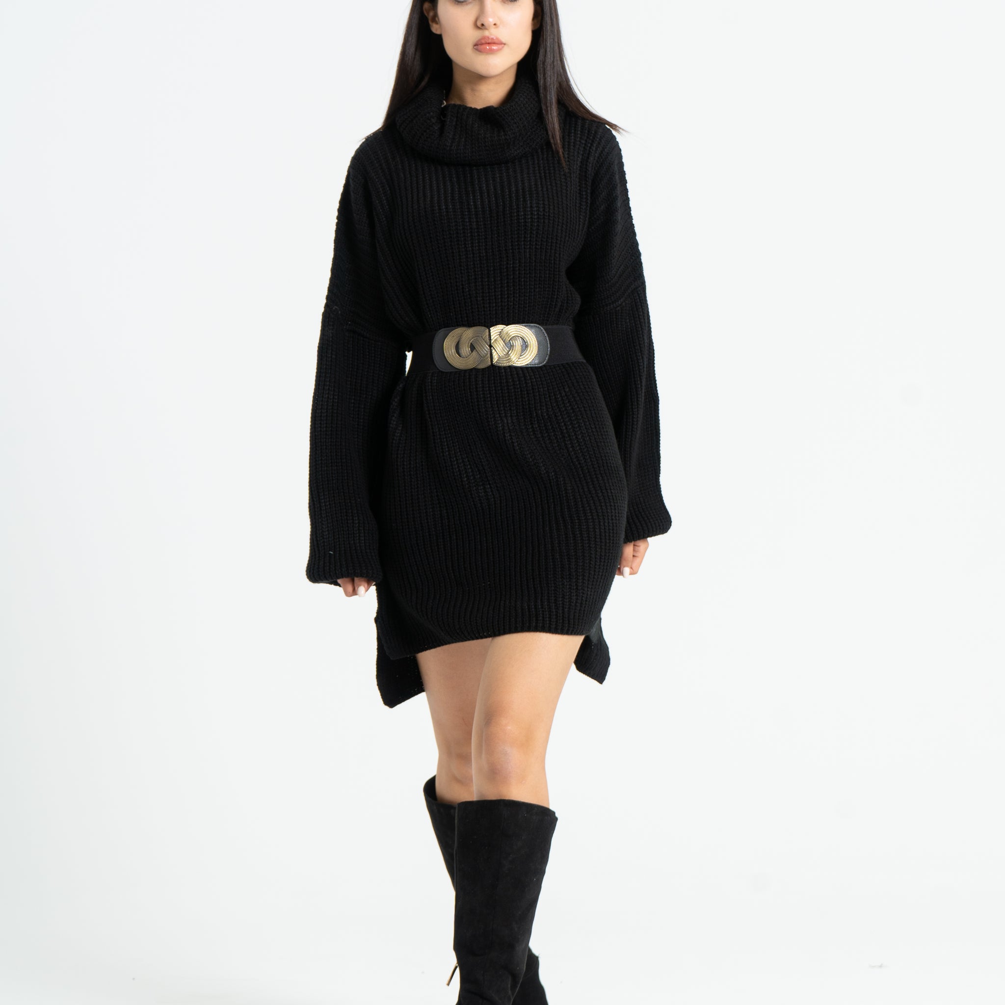 Knitted oversized dress - Black