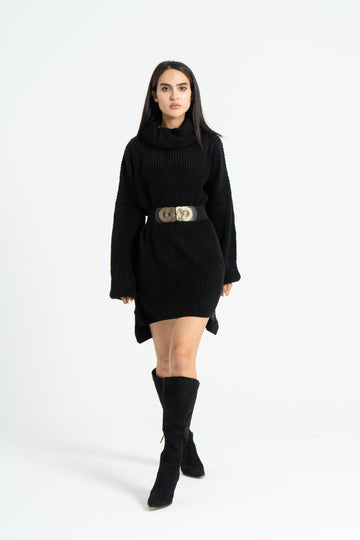 Knitted oversized dress - Black