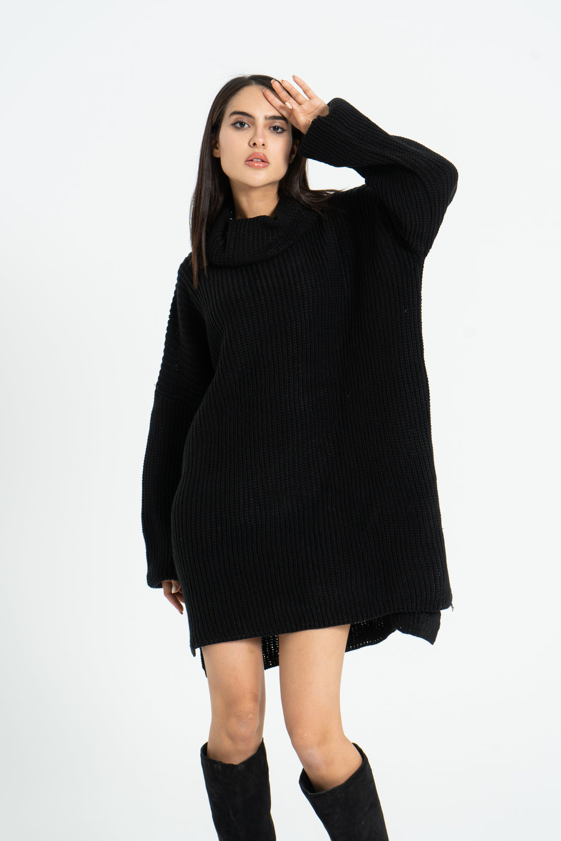 Knitted oversized dress - Black