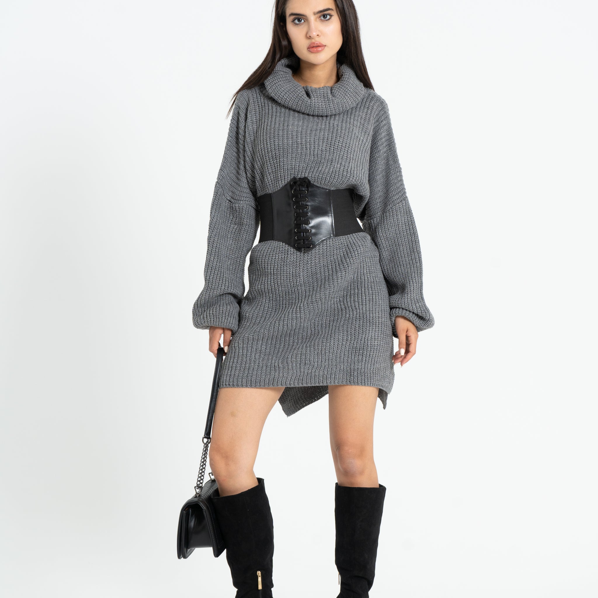 Knitted oversized dress - Grey