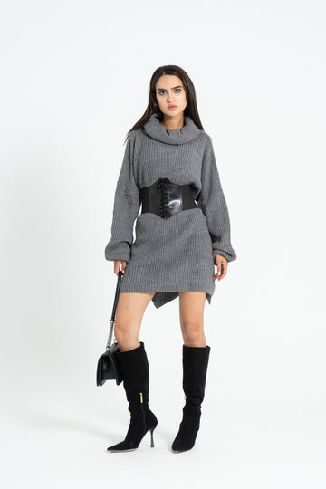Knitted oversized dress - Grey