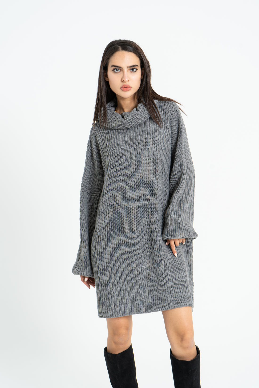 Knitted oversized dress - Grey