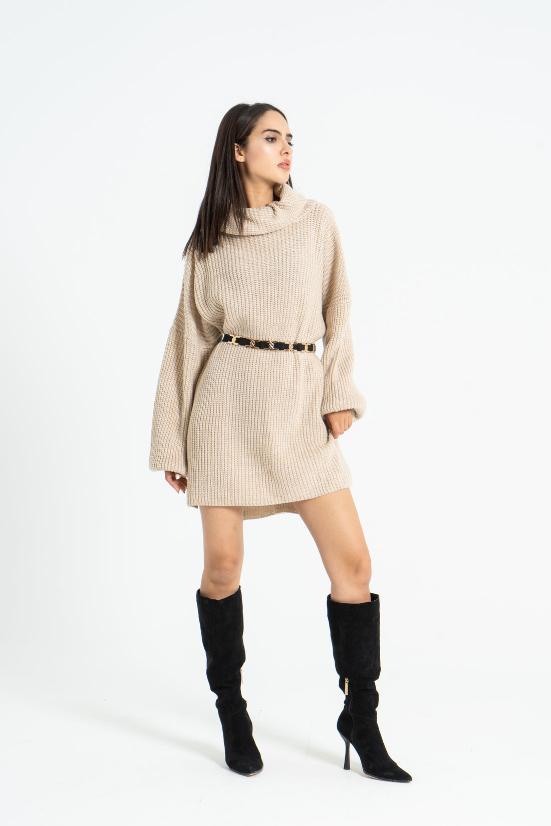 Knitted oversized dress - Beige