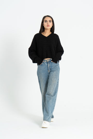 Cropped Pullover - Black